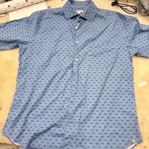 Peter Millar Sky Blue Motorcycle Patterned Button Down Shirt